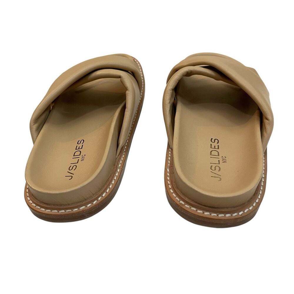 J Slides Roland Leather Sandals Slides 6.5M Tan Slip On Flats Casual Minimalist - Picture 6 of 8